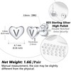 Studs Earrings for Women, S925 Sterling Silver Heart Initial Letter