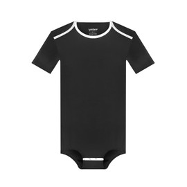 Landofgenie Men's Onesie Short Sleeve One-Piece Pyjamas for Men Leotard Cotton Bodysuit, black