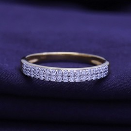 1/4ctw Double Row Band Ring, Lab Grown Diamond Wedding Band Ring For Women In 14k Yellow Gold Over 925 Sterling Silver Jewelry Gifts For Her (0.25 Ctw) Ring Size-8