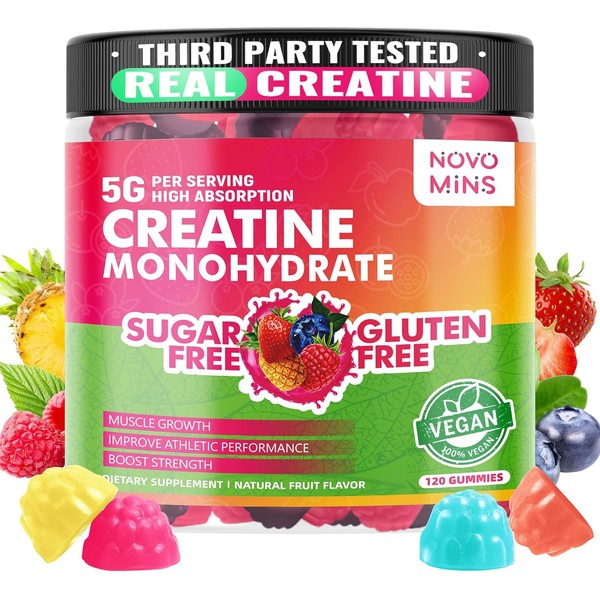 novomins Creatine Monohydrate Gummies 5000mg for Men & Women, Chewables