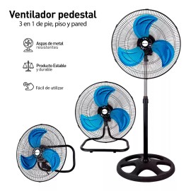 Ventilador 3en1 Techo Piso Pared Giratorio Ajustable 3 Aspas