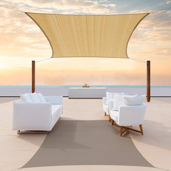 ColourTree 14' x 20' Sand Beige Rectangle Sun Shade Sail