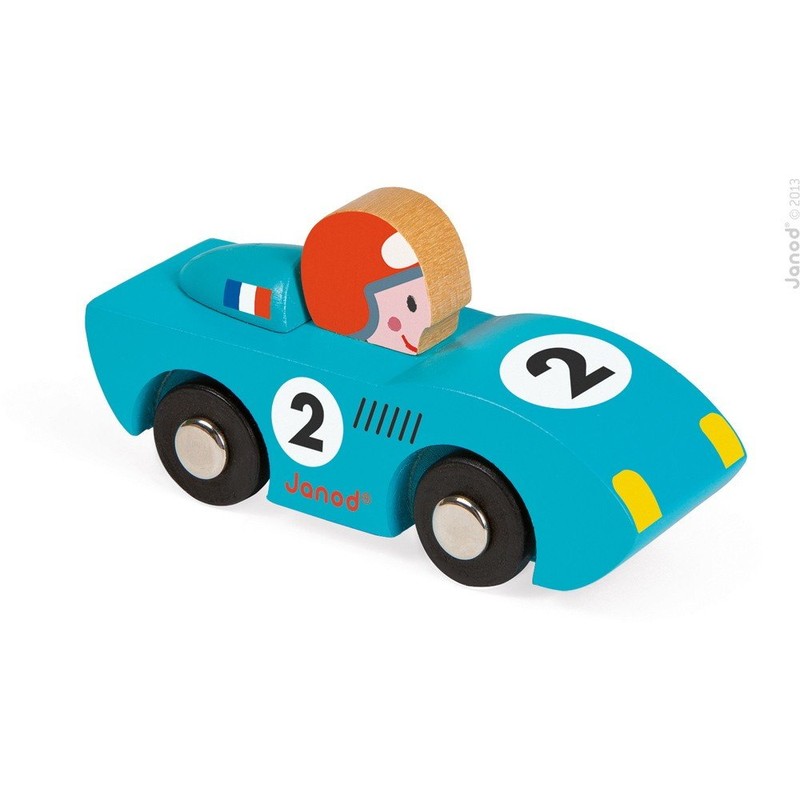 Janod J08545 Story Racing Wooden Car, Speed, Blau,rot