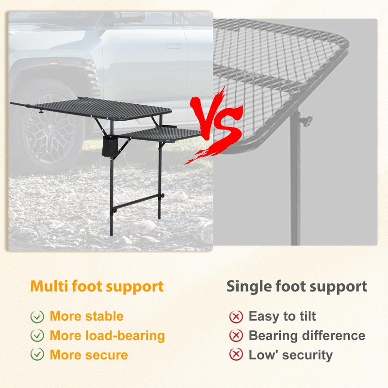 WGOS Camping Table, Grill & Tailgate Table, Adjustable Height &