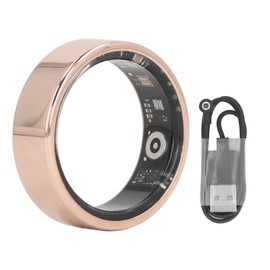 R02 Smart Ring IP68 Waterproof Fitness Tracker Smart Ring Pedometer Sleep Data Monitoring Sports Ring for Men Women Gold 8