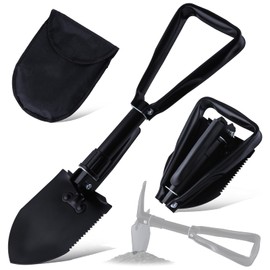 LEONTOOL Military Folding Shovel, Portable Lightweight Camping Shovel, Outdoor Survival Shovel Multitool, Carbon Steel Snow Shovel, Entrenching Tool for Car Emergency, Hiking, Backpacking, Gardening