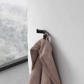 Keuco Double Metal Black Matt Square Bathroom Towel Hook with Two Hooks for Towels and Robes Edition 11
