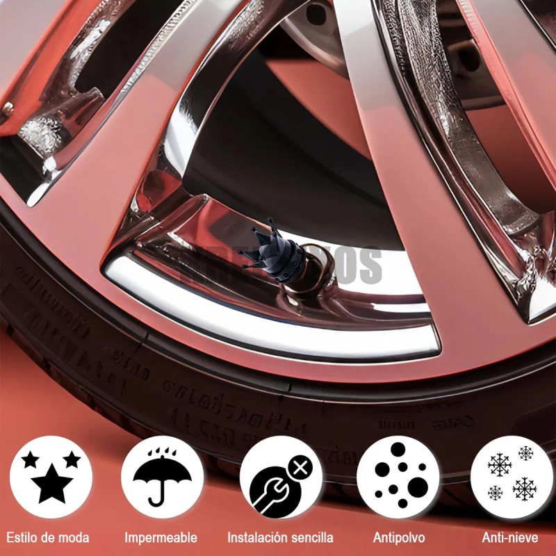 8pzs Tapones Llantas Válvula Corona Para Auto Moto Bici