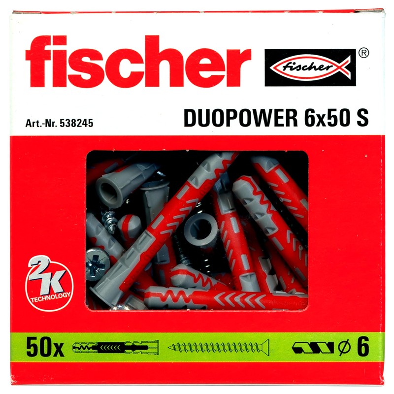 Fischer Duopower 6 x 50 S, Universal Dowels with Safety