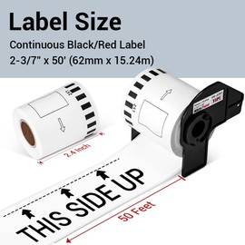 MarkDomain 2 Rolls DK-2251 Black/Red Label on White Paper Tape Compatible with Brother DK 2251 Continuous Length Replacement Labels 2.4in x 50ft with 1 Frame for QL-800, QL-810W, QL-820NWB