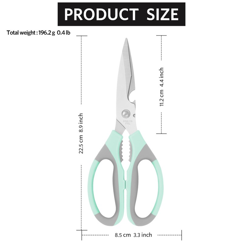 Vutyvve Kitchen Scissors, Stainless Steel Blades, Soft Grip, Multifunctional Kitchen