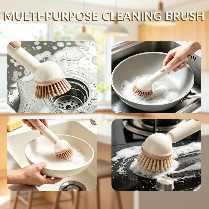 Soap Dispensing Dish Brush, Washing Up Brushes for Kitchen, Scrubbing