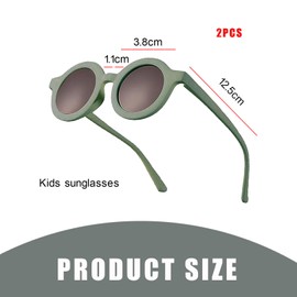 Pack of 2 Baby Polarised Sunglasses, Children's Sunglasses, Polarised Children's Sunglasses, UV400 Protection, Baby Sunglasses, Round Sunglasses for 3-8 Years, Girls, Boys, Toddlers