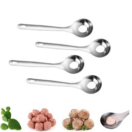 4 PCS Cuchara Pelador De Nopales,Cactus Peeler Spoon,Stainless Steel Nopales Peeler,Easy to Clean Tool for Dealing with Cactus, Making Shrimp Balls & Meatballs Spoon Kitchen Tools