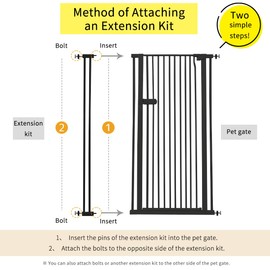 Lumizone Extra Tall Cat Gate Extension Kit 61.02" High Pressure Mounted 2025 New 4.13" Extra Wide 1.37" Gap No Drilling Tall Pet Gate for Dogs (Black, 4.13"/10.5CM)