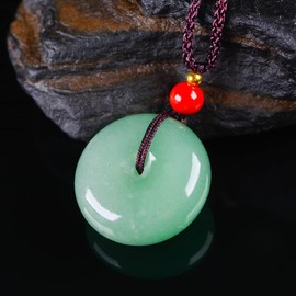 Womens 18 K Yellow Gold Plated Gourd Jade Gemstone Pendant Necklace