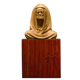 [Hanano] Dharma Daishi Seated Statue, High Quality Natural Boxwood Carved Dharma Wooden Statue, Wooden Buddha Statue, Buddhist Art, Daruma Bodhi Dharma, Dharma, Founder of Chinese Zen Buddhism, Zazen, Shaolin Temple, Yellow Tongue, Buddha Sculpture, Grea