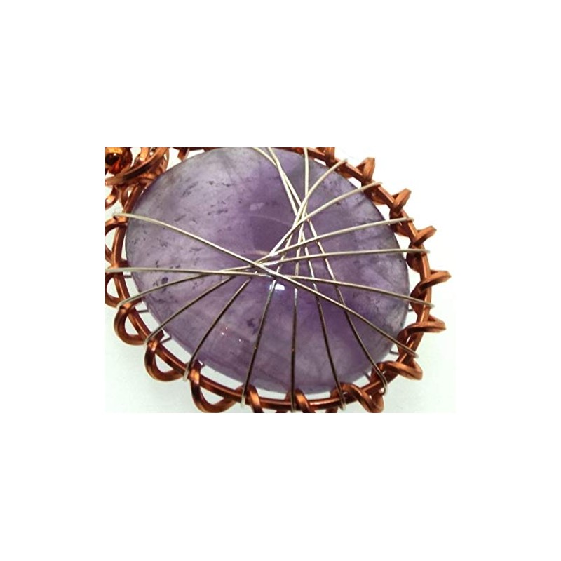 Amethyst Gemstone Copper Spirograph Wire Wrapped Pendant