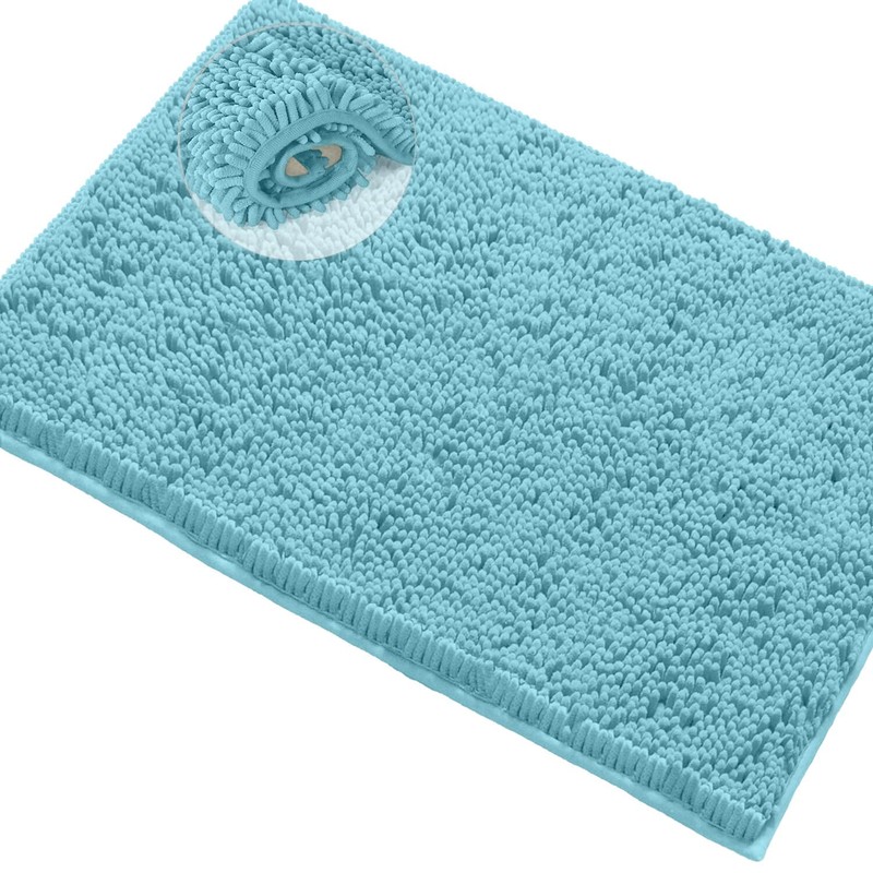 LuxUrux Bath Mat-Extra-Soft Plush Bath Shower Bathroom Rug, 1'' Chenille