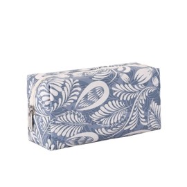 SSKHE Small Makeup Bag,Purse Travel Makeup Bag,Pouch Mini Cosmetic Bag,Zipper Pouch,Travel Toiletry Bag,Travel Brushes Set,Portable Versatile Zipper Pouch,Small Cosmetic Bag for Women (Blue Leaf)