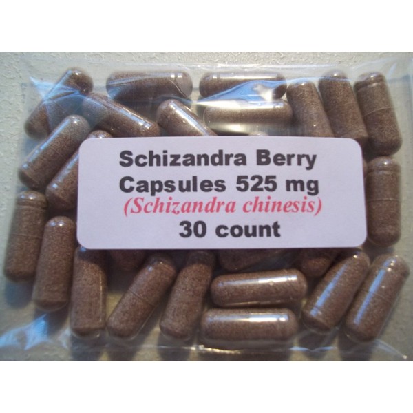 Schizandra Berry Powder Capsules (Schisandra chinesis) 525mg.  30 count