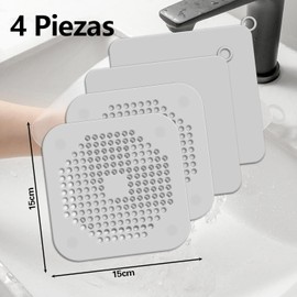 DASKING 4PCS Tapón de Silicona para Desagüe de Suelo, Protector de Drenaje, Bloquear el Olor Cubierta de Desagüe de Ducha, Tapa de Drenaje de con Ventosas Fuertes, para baño, bañera, Cocina