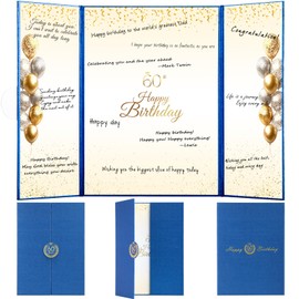 Happy Birthday Party Decorations,Cheers 60th Birthday Guest Sign-in Book Alternative,Happy Birthday Board Cards Signed for Men Women,Birthday Invitations Party Table Gifts Supplies - Blue