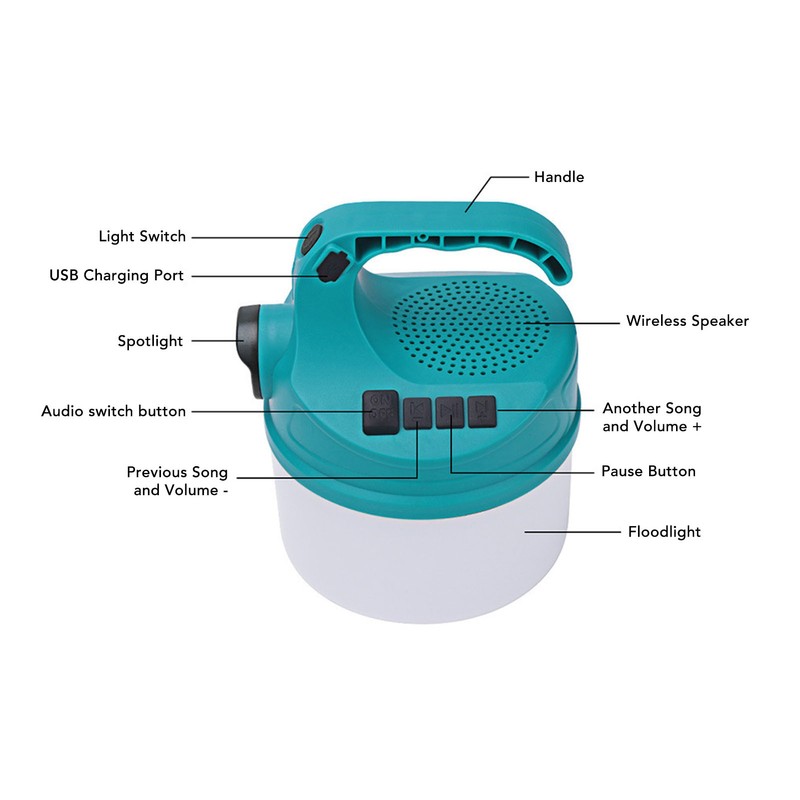 Camping Light USB Charging LED Flashlight Bluetooth Speaker Lantern Tent