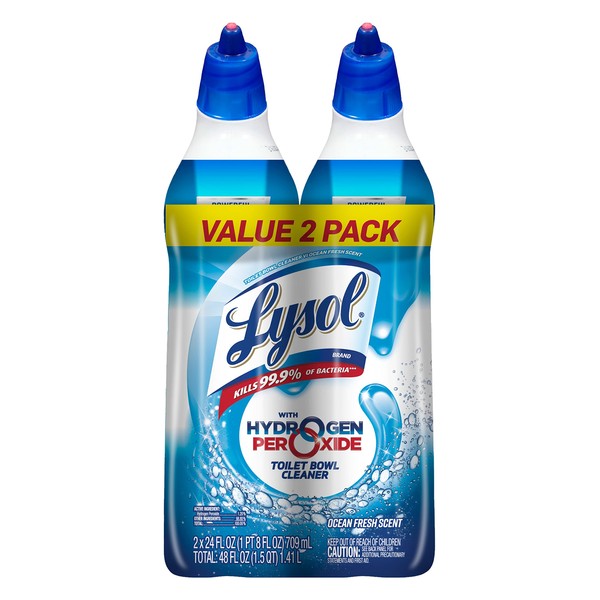 Lysol Toilet Bowl Cleaner Gel, For Cleaning and Disinfecting, Bleach Free, Ocean Fresh Scent, 24oz (Pack of 2)