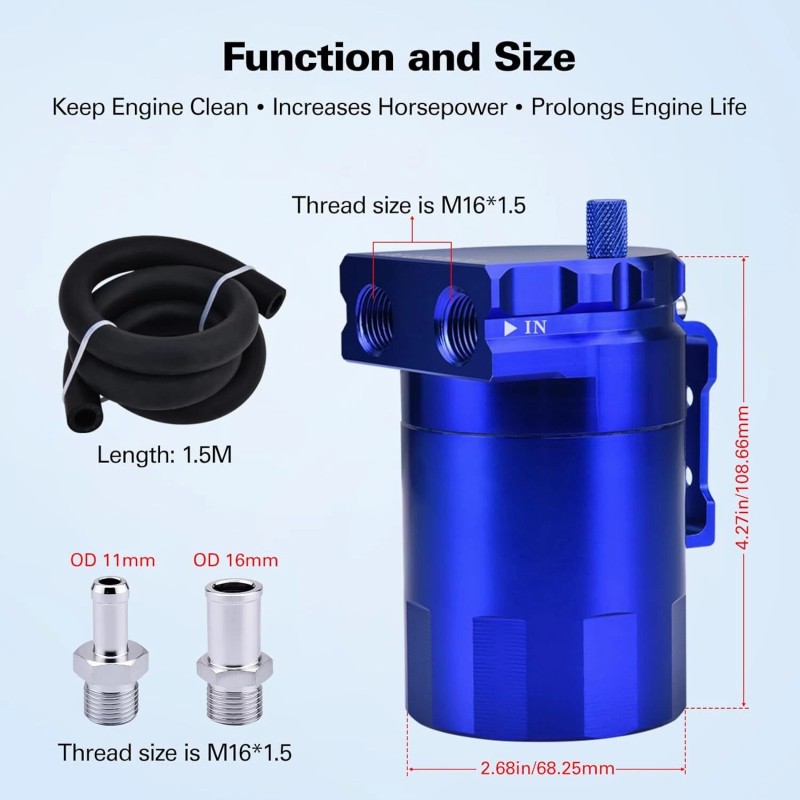 SPEEDWOW Universal Oil Catch Can Tank Filter Baffled With Hose