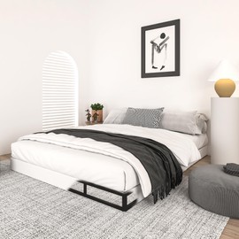 Qingzhou Box Spring King Bed Bases, 5 Inch High Metal King Size Box Spring Only, Heavy Duty Mattress Foundation with Fabric Cover, Easy Assembly, Quiet Noise Free, Non Slip, Black