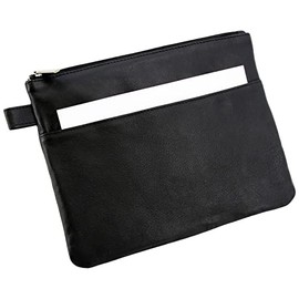 ALASSIO 42232 – Bank Utensil Bag, Leather Bank Bag with Zip, Transport Bag for Coins, Banknotes and Valuables, Money Pouch, Multifunctional Bag Approx. 25 x 19 cm, Black