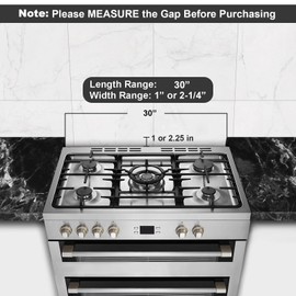 30" Stove Gap Filler, Slide-in Range Rear Filler Kit-Stainless Steel Backsplash for Stove, Easy Install Backsplash Behind Stove Between Stove Range and Wall for Most Brand Kitchen Stoves(Black)