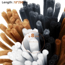 YONOVO 500 Pcs Pipe Cleaners for Crafts Flowers Bulk 5 Neutral Colors, 8mm Thick 12 inch Long Chenille Stems for Making Animals,Fluffy Fuzzy Sticks Set for DIY Holiday Decorations Kids Crafts Supplies