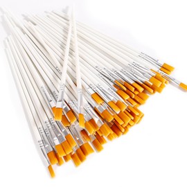 100Pcs Paint Brushes Bulk Kids Flat Nylon Hair Acrylics Paintbrushes Small Oil Watercolors Artist Painting Kits Bulk for Children and Adult, White