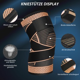 Ruilala Sports Knee Support 1 Piece Compression Knee Support Men Women Elastic Knee Sleeve Used for Meniscus Tear, Arthritis, Tendonitis, Fitness, Weightlifting Knee Warmer (Gold, XXL)