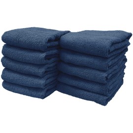 8 Year Towel, Hand Towel, 13.4 x 13.8 inches (34 x 35 cm), 100% Cotton, Thin, Quick Drying, Highly Absorbent, Durable, No Bulk, Denim Blue, Set of 10