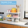 2 Pack Expandable Kitchen Cabinet Shelves Organizers, Stackable Adjustable Small