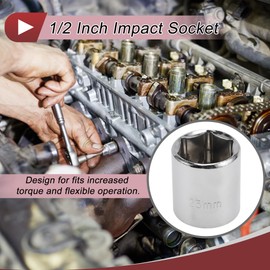 HEROFFIX 1 Pcs Impact Socket Durable Hardware Tool 38mm Silver Tone Carbon Steel 6 Point 23mm for Car Motorcycle Dirtbike Repair 1/2 Inch Drive