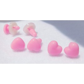 12 Heart Shape Safety Nose Button Eye Teddy Bear Doll Sewing Crochet Knitting Amigurumi Crafts (Pink, 10mm)