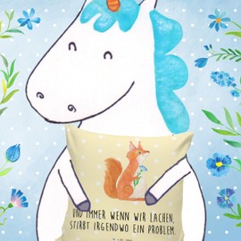 Mr. & Mrs. Panda Decorative Cushion Squirrel Flower - Gift, Good Mood, Sofa Cushion 40 x 40 cm, Animals, Cushion Covers, Sofa Cushion, Squirrel, Saying Positive