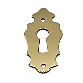 Ornate Brass Keyhole Escutcheon Cover Plate for Long Case Clocks, 40mm x 20mm, Victorian Style