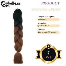Braids Extensions, Jumbo Braids Synthetic Hair, 1 Bundles, Kanekalon Synthetic Crochet Hair, Braided Hair, Afro, 61 cm Long