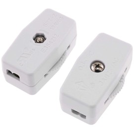 E-outstanding Lamp Switch 2PCS Plastic Housing On/Off Thumbwheel Light Lamp Inline Switches White AC 125V 3A