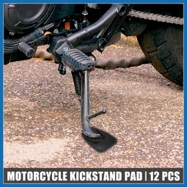 A ABSOPRO 12pcs Motorcycle Kickstand Pad Support Plate Pad Parking Stand Side Stand Extension Pad Black Item Replacement