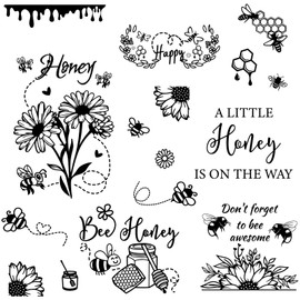 CREATCABIN 4Pcs Flower Wall Decals Sunflower Honeybee Wall Stickers Decor Floral Wall Art Stickers Peel and Stick Home Waterproof Wall Decor for Living Room Bedroom Nursery Decoration 7.87x11.42in