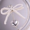88flix Keychain, Pearl Charm, Heart Charm, Pearl Ribbon, Silver, Stylish,