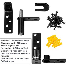 Double Swinging Saloon Door Hinge,Acting Gravity Self Closing Hinges Hardware with 304 Stainless Steel, 50Lbs Load Bearing,Self-Closing For Swinging& Cafe/Bar Door,For 1 Door