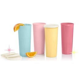 Tupperware Tumblers 16 oz Straight Side Solid Pastel Colors Blue, Pink, Yellow, Rose