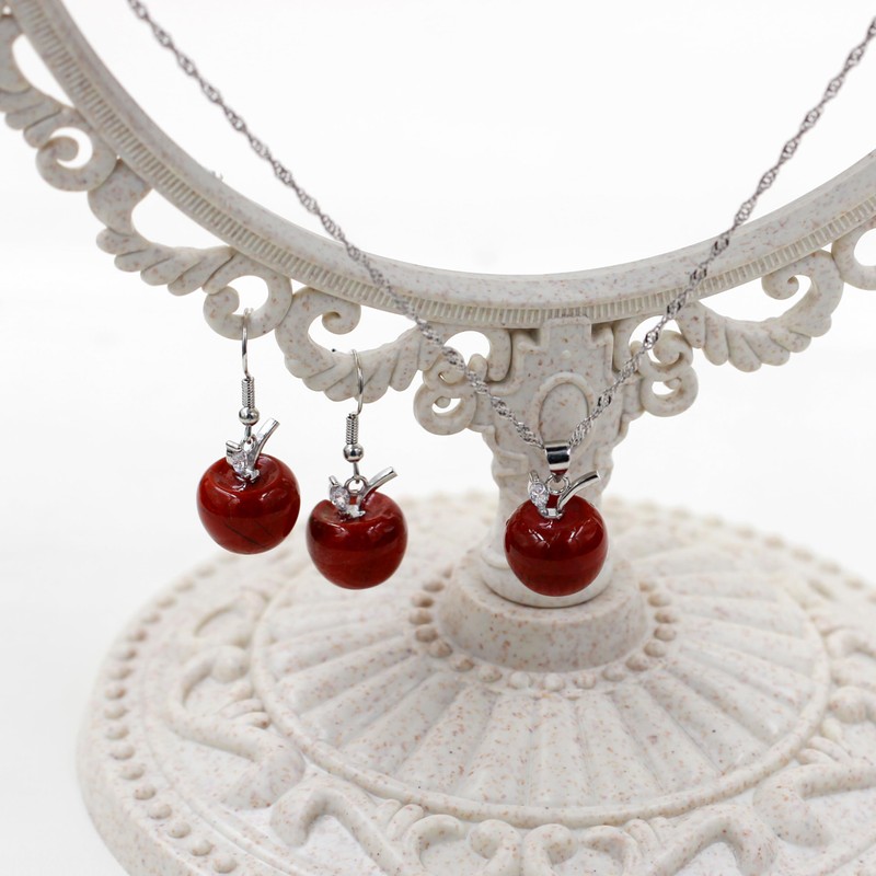 JunyiDIY Women's Red Apple Earrings | Red Stone Dangle Earrings